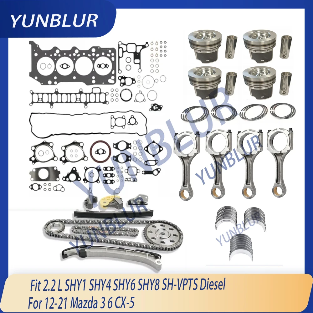 

STD Full Gasket Bearing Piston Timing Chain Kit Connecting Rod Fit 2.2 L SHY1 SHY4 SHY6SH-VPTS Diesel For 12-21 Mazda 3 6 CX-5