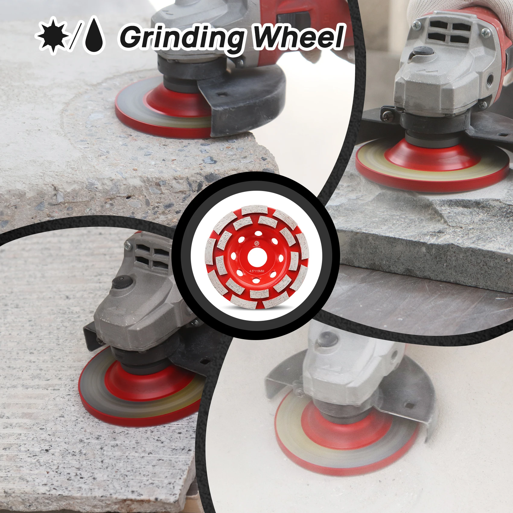 FOCSTOL 1pc Dia 100/115/125/180mm Diamond Grinding Wheel for Concrete Granite Marble Masonry Grinding Disc