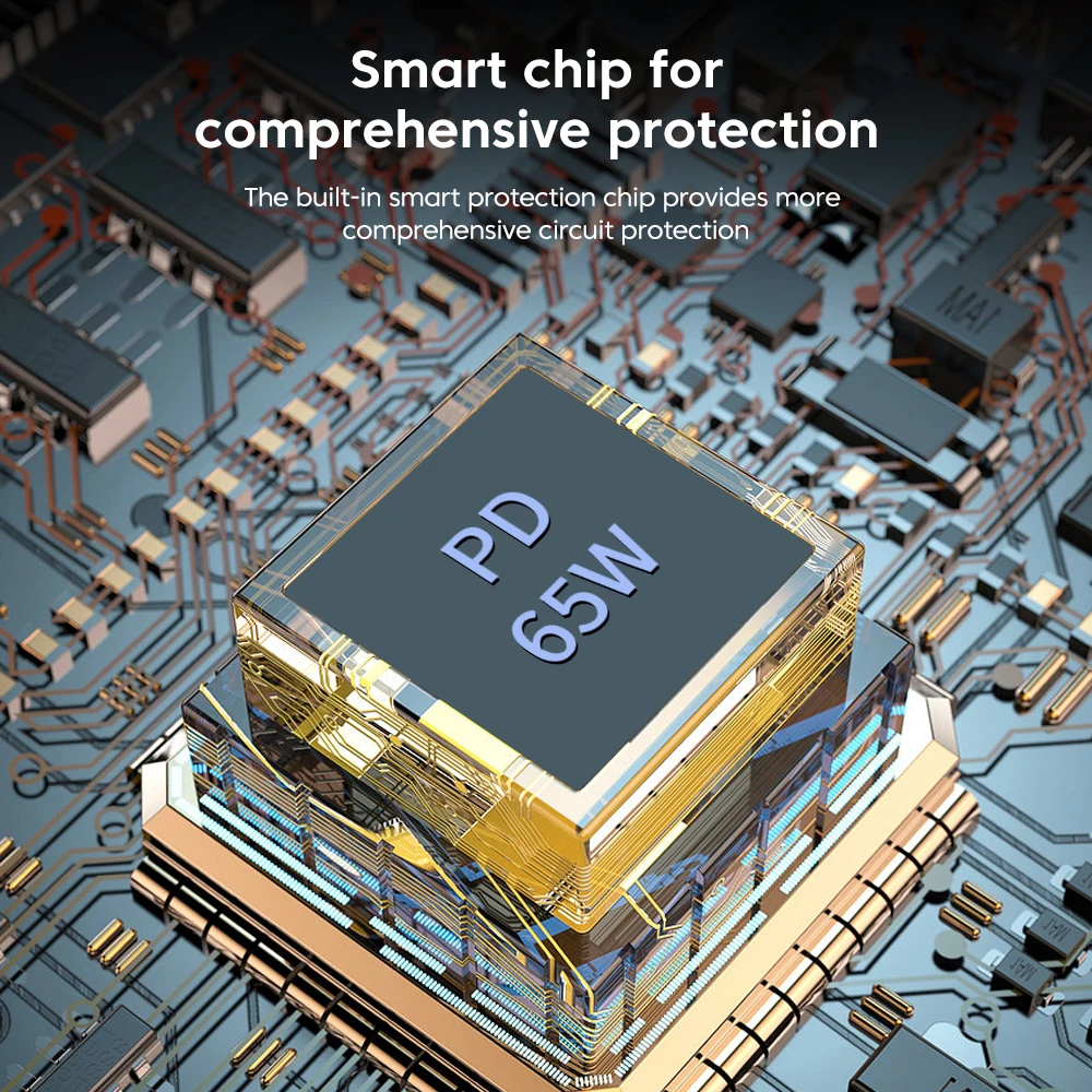 65 واط GaN USB PD الهاتف المحمول شاحن سريع USB نوع C منافذ متعددة محول الشحن السريع شاحن السفر عالي السرعة آيفون Xiaomi