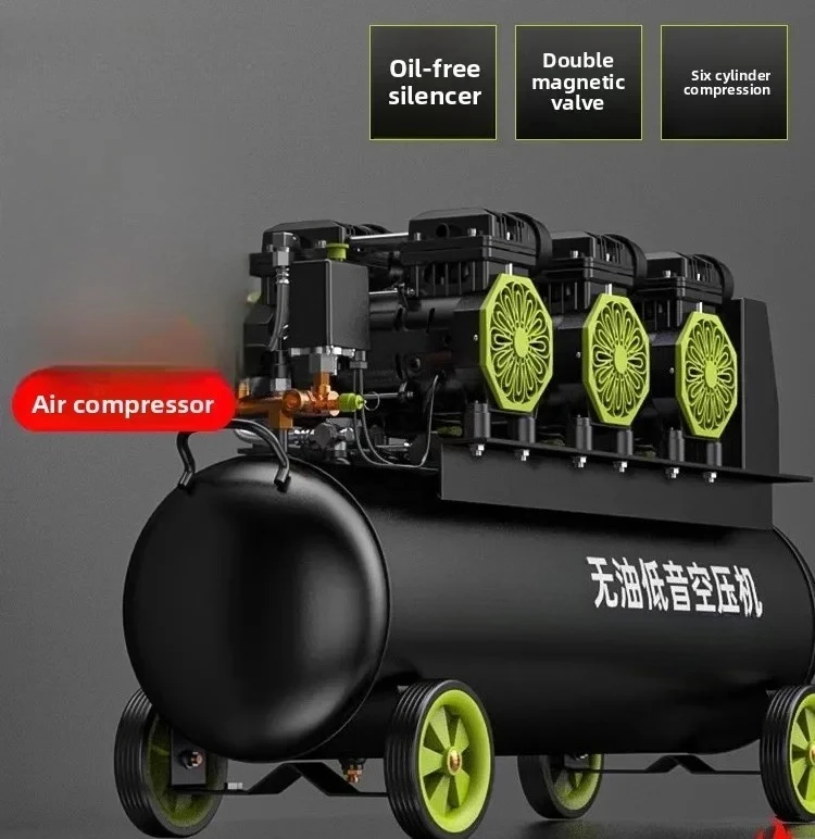 High Pressure Inflator Pump220V Industrial Grade Silent Oil-Free Air Compressor 220V Mini Portable