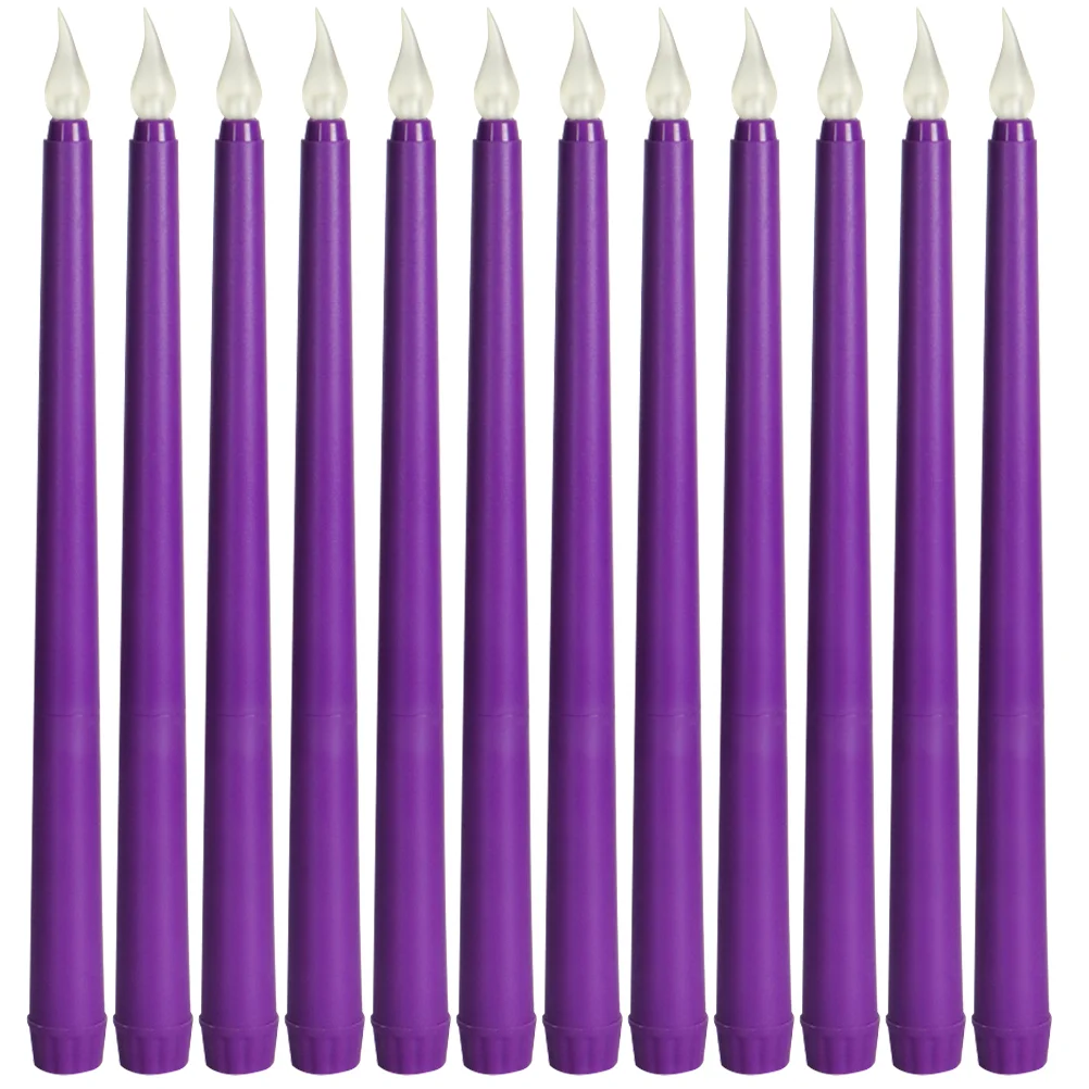 

12 Pcs Light Halloween Colored Lights Taper Holders LED Plastic Pp Flameless Candles Decor