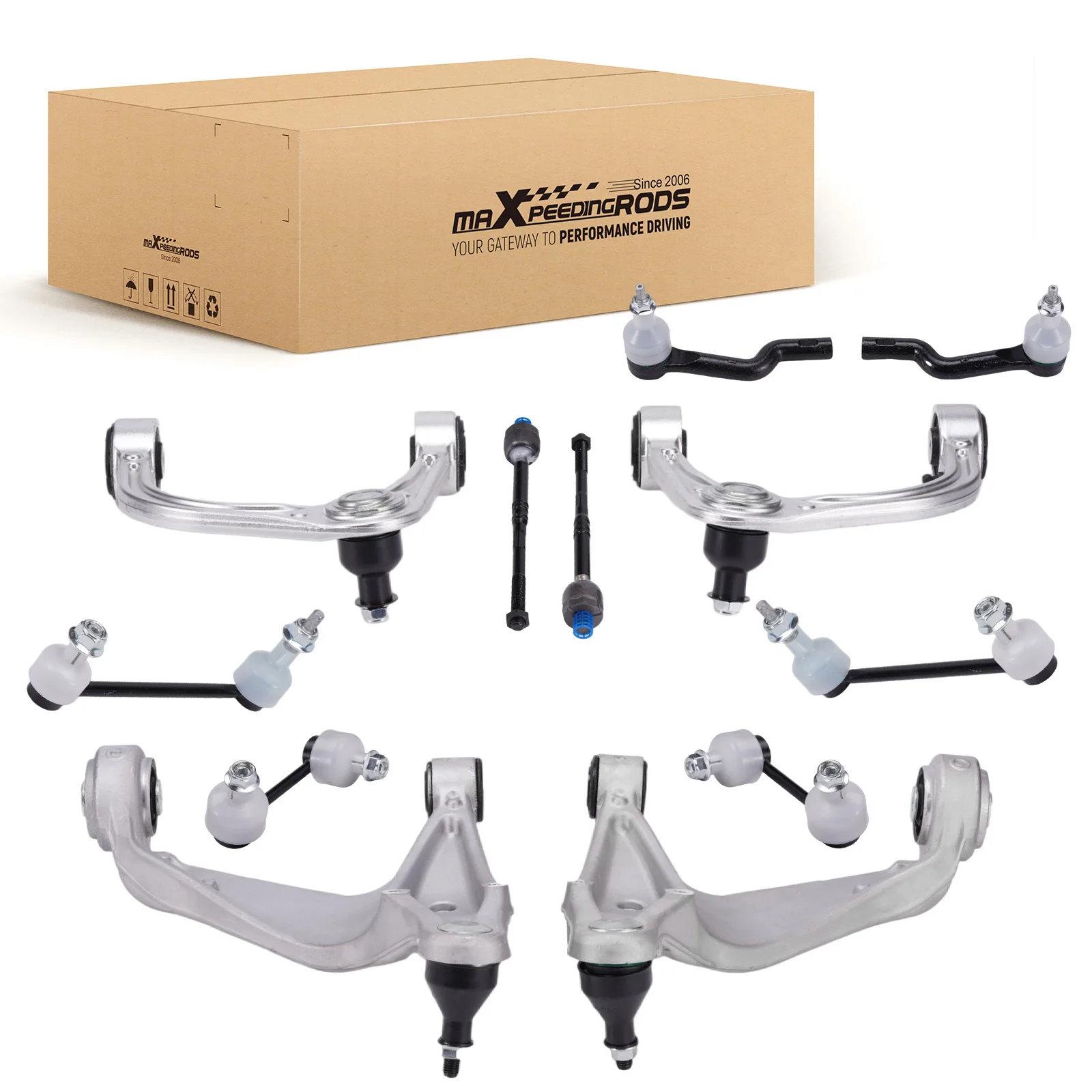 

12x Front Upper Lower Control Arms Sway Bar Tie Rods For Cadillac CTS 3.6L 2008-2014