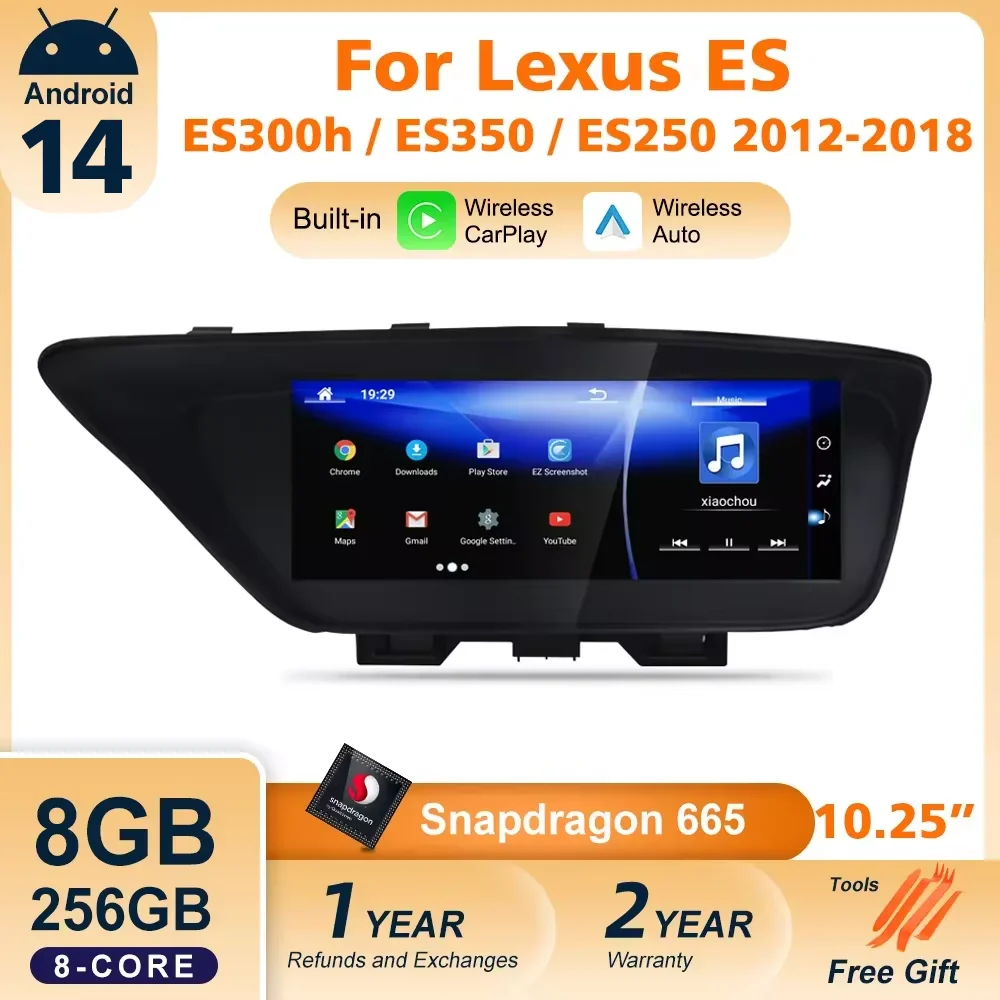 Android 14 Car Multimedia Player CarPlay Screen For Lexus ES ES300 ES250 ES350 ES300h 2012-2018 GPS Radio Auto Video Navigation