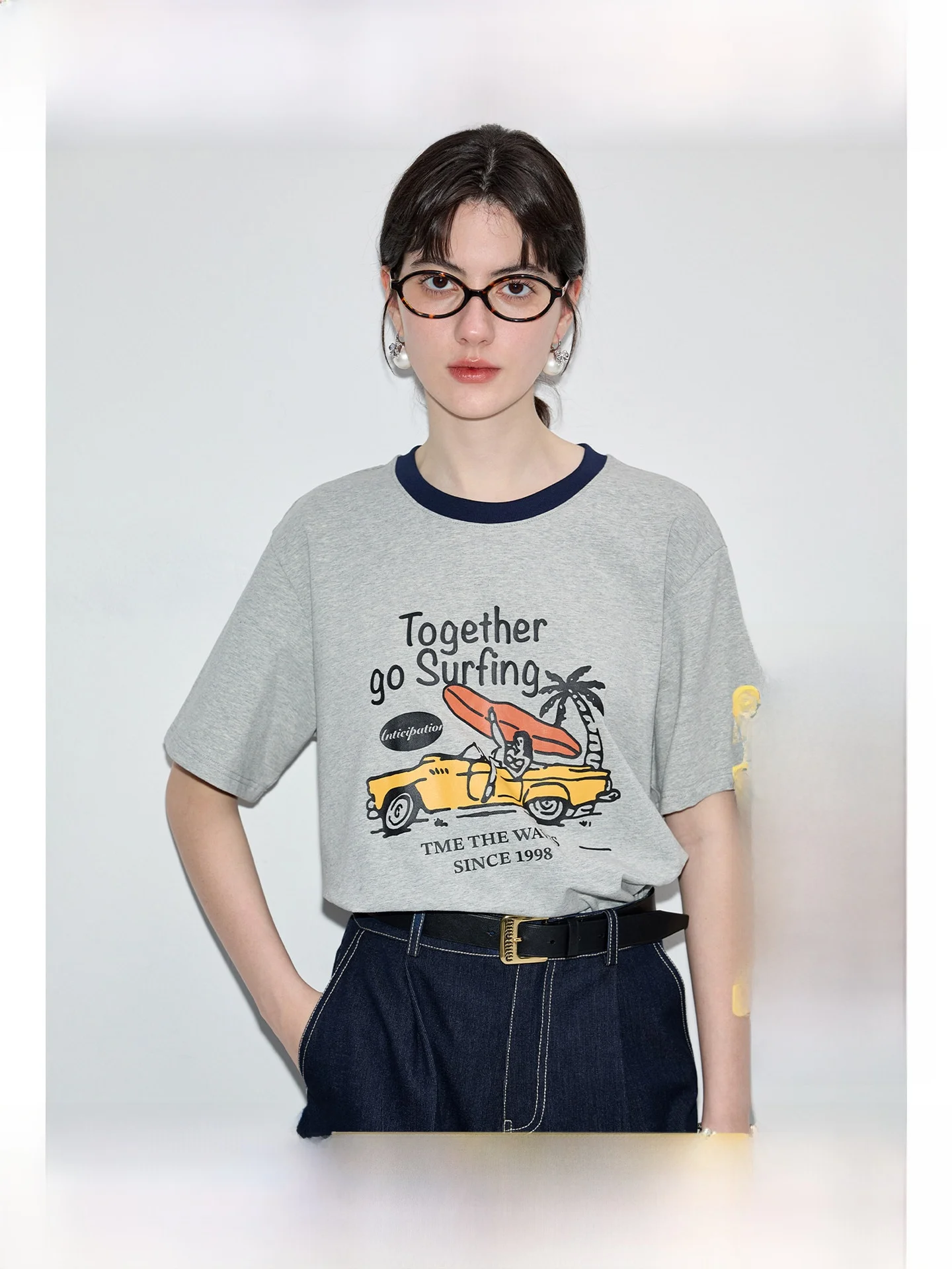 

Женская футболка больших размеров Rui с коротким рукавом, летняя, свободного кроя, милый дизайн, скрывающий живот, повседневный топ из дышащего хлопка