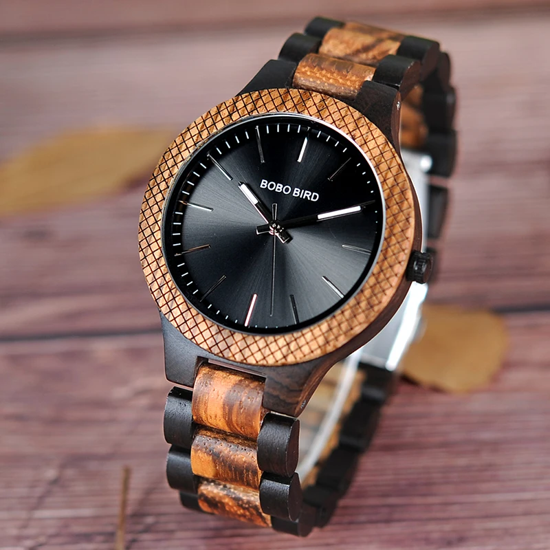 

BOBO BIRD Men's Watches Top Brand Wooden Quartz Wristwatch Luminous Pointer With Gift Box Support Custom Dropshipping