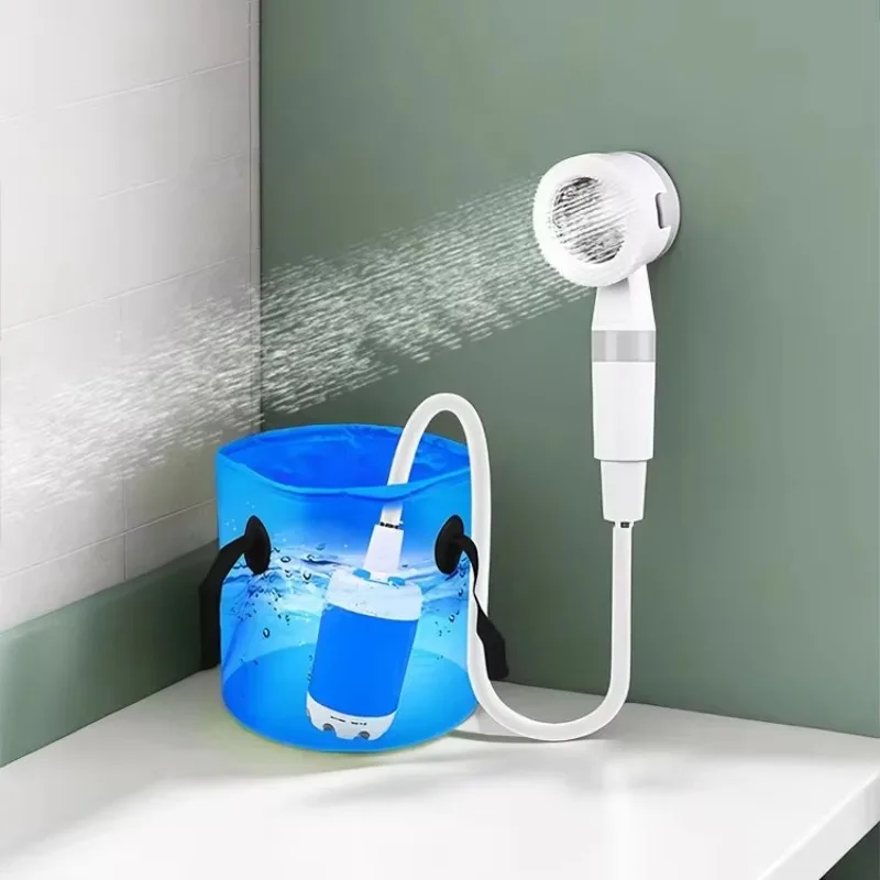 Electric outdoor shower, camping shower pump, portable camping shower, travel shower for car wash