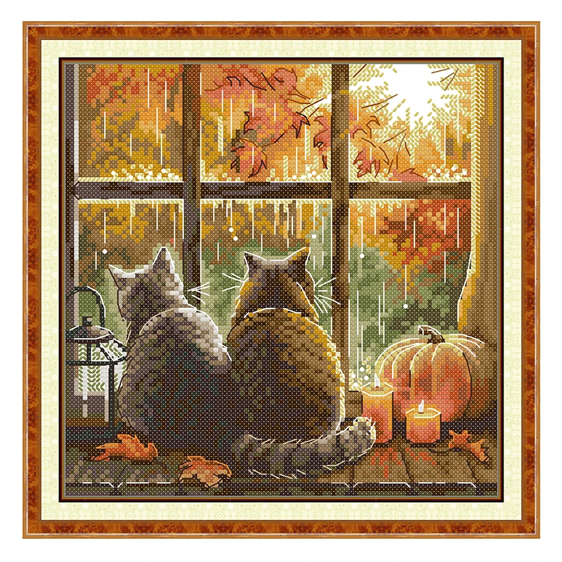 Cats On The Windowsill Patterns Counted Cross Stitch Set DIY 11CT 14CT 16CT Stamped DMC Cross-stitch Kit Embroidery Needlework