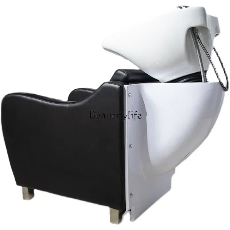 

High-Grade Shampoo Chair Hair Saloon Dedicated Stainless Steel Half Lying Ceramic Deep Basin Hair Salon Flushing Bed