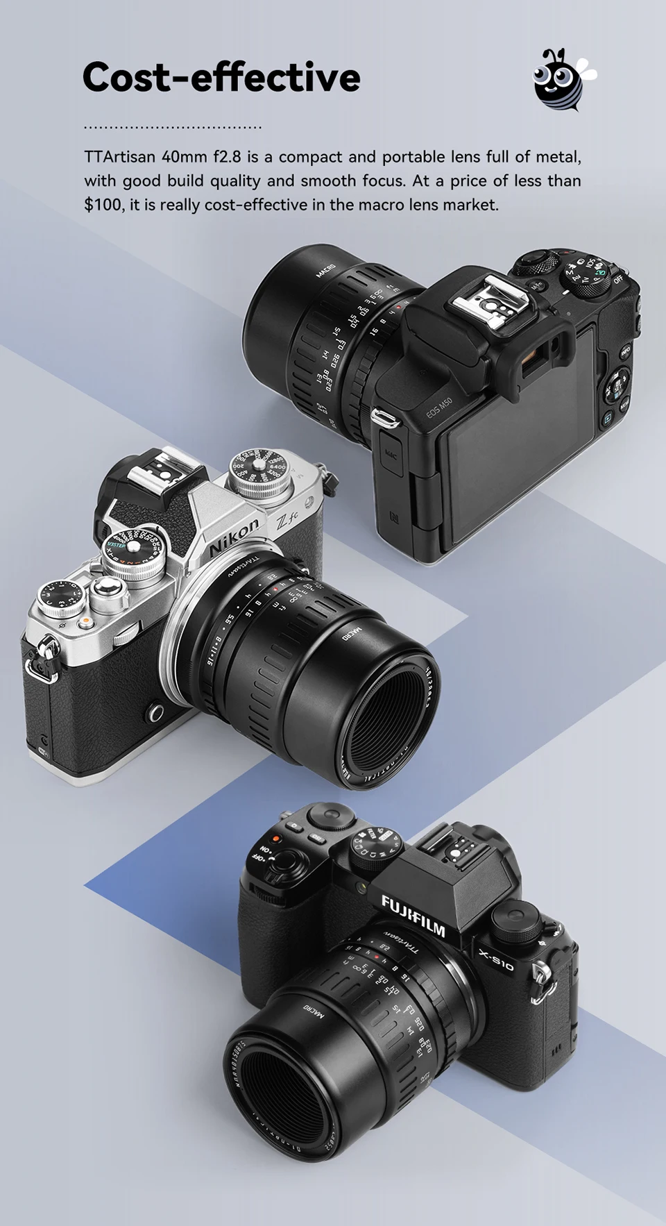 TTARTISAN 40mm F2.8 APS-C Makro-Kameraobjektiv für Insekten, Schmuck, Porträts, Stilleben, kompatibel mit Fuji XF, Sony A7RIII, Z, RF, M43 – Detail 10