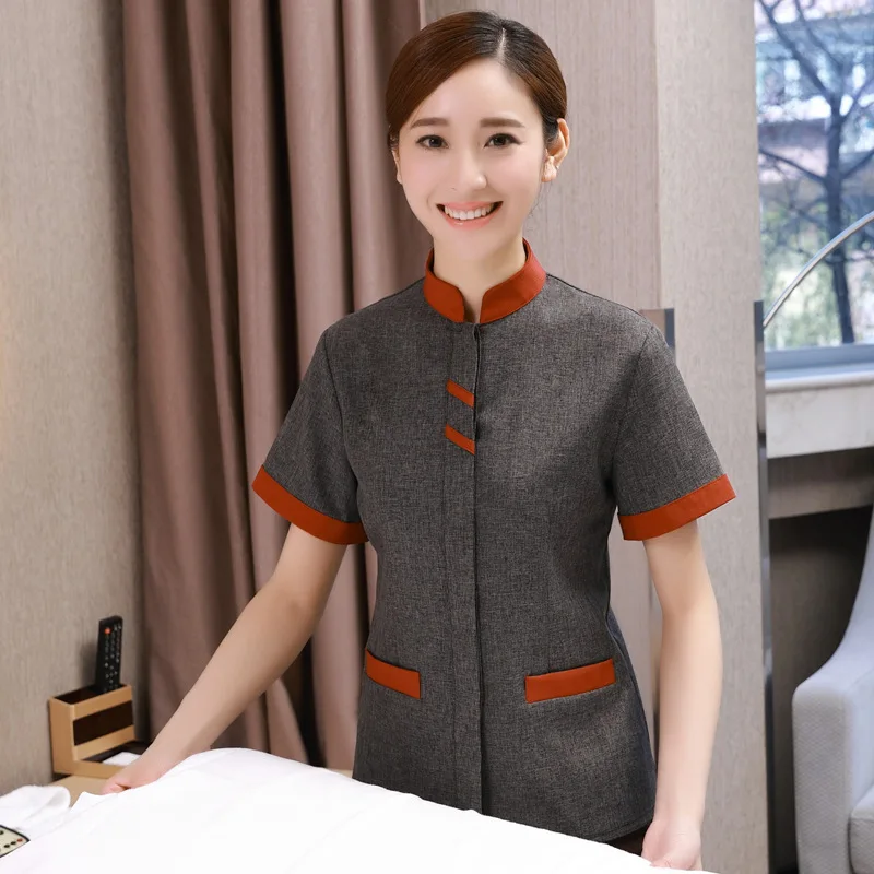 Wholesale Cleaning Service Uniform Short Sleeve Women's Breathable Hotel Guest Room Work Clothes Large Size PA Club Aunt Cleanin