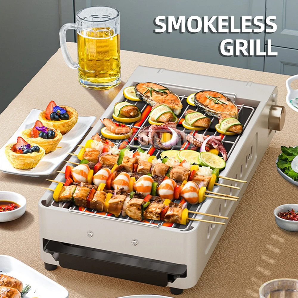 Smokeless Electric Hot Pot  3-in-1 Grill Pan Barbecue Machine Split Cooking Pot