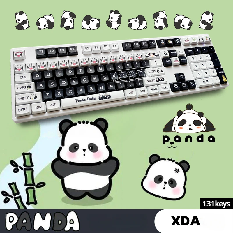 

ECHOME Panda Theme Keycap Set 131key PBT Cute Anime Keyboard Caps XDA Profile Keycap for Mechanical Keyboards Gaming Accessories