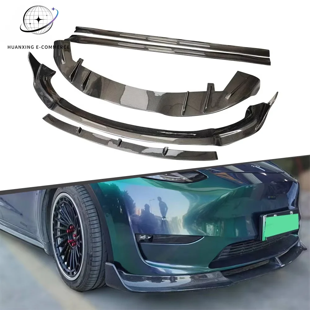 Auto Parts Carbon Fiber Style Car Front Bumper Full Set Rear Spoiler Body Kit For Tesla Model Y Customization