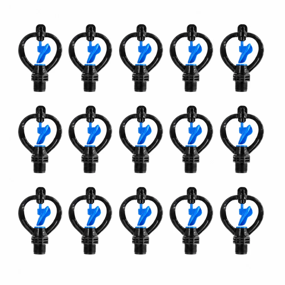15PCS Engineering Plastic Lawn Sprinkler Nozzle 360 Degree Automatic Rotation Rotary Sprinkler G1/2 Male Thread Easy To Install
