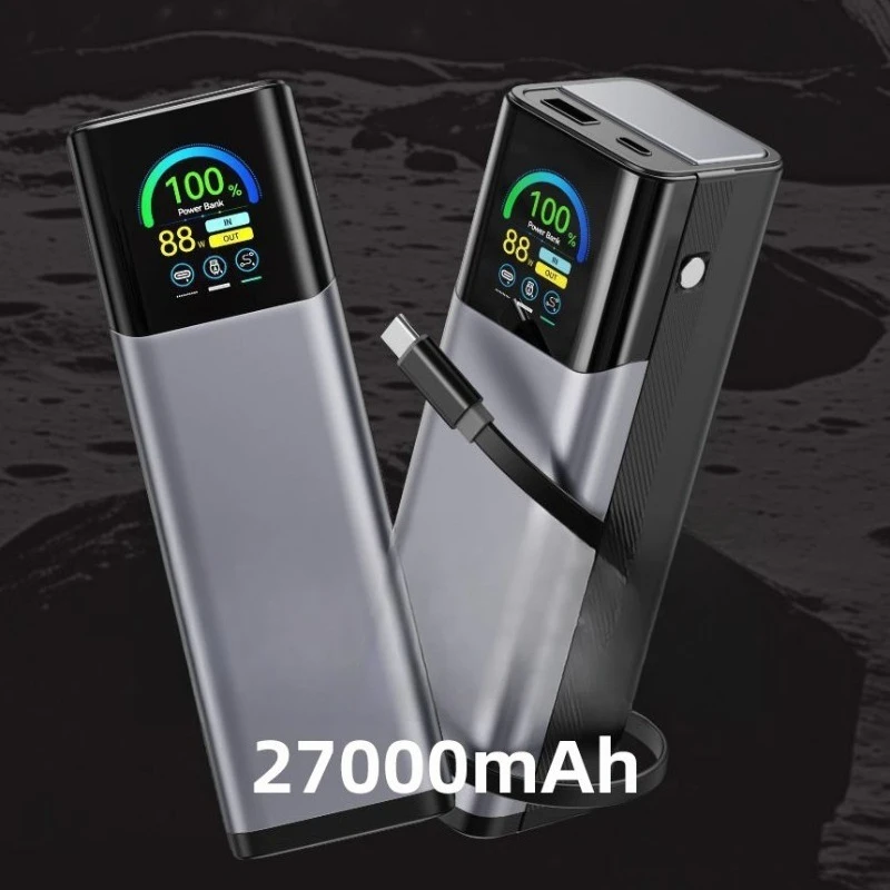 27000mAh PD100W Fast Charging Portable Power Bank for Mobile Phone Laptop Drone Projector Powerbank with LED Display Type-c Line