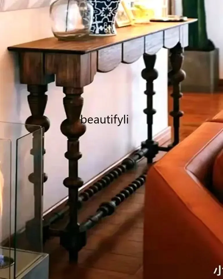 

American solid wood entrance cabinet French medieval retro, entrance table sofa, side table end view table0420