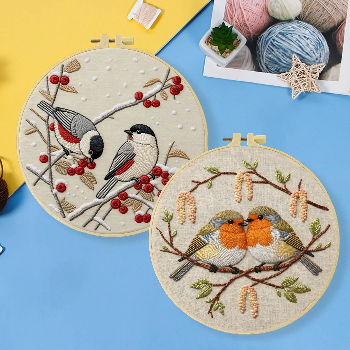 2-teiliges DIY-Stickmaterial-Set für Anfänger, inklusive Nadeln, Fäden, Stick-Starter-Kit, Kreuzstich-Kunst als Geschenk – Detail 4