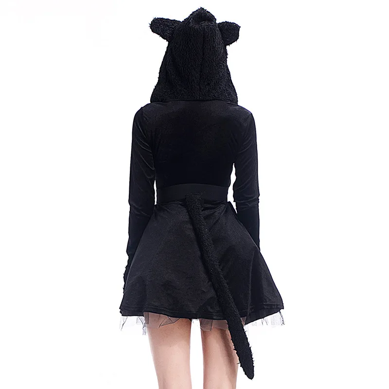 Sexy Bla Cosplay Ort Rock Halloween Kostüm Erwachsene Niedlich Dr mit Hoodie Tier Rollenspiel Damenbekleidung