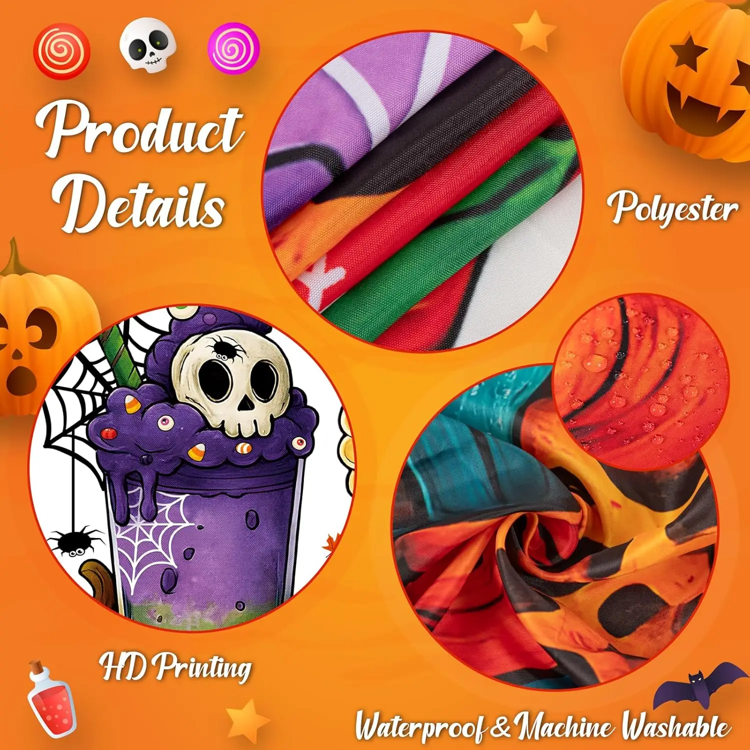 ستارة دش الهالوين لأكواب الحمام، عيد الميلاد، الخريف، عيد الشكر، عيد الميلاد مع 12 خطافًا، ديكور 72 × 72 بوصة