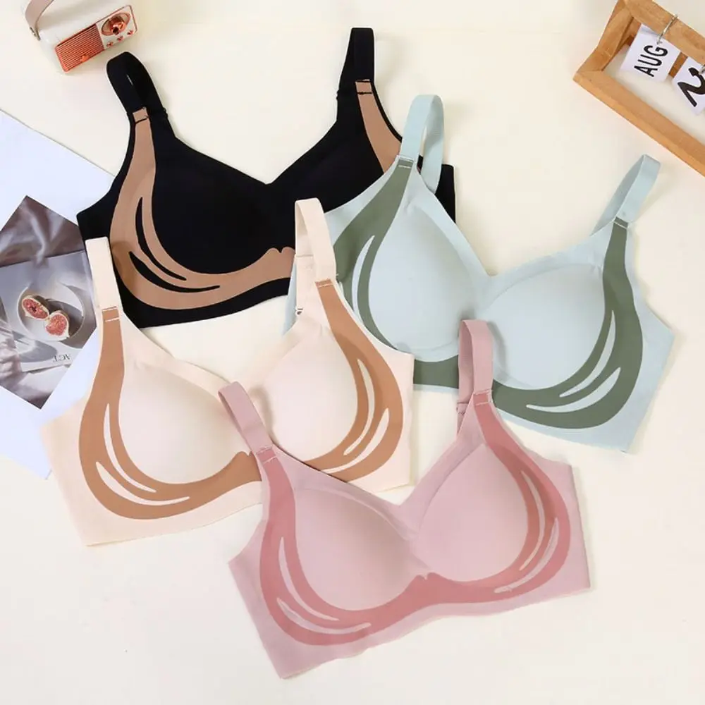 

Comfortable Patchwork Wireless Deep V Bra Close-fitting Shockproof Brassiere for Women No Trace Lingerie Seamless Bras Yoga