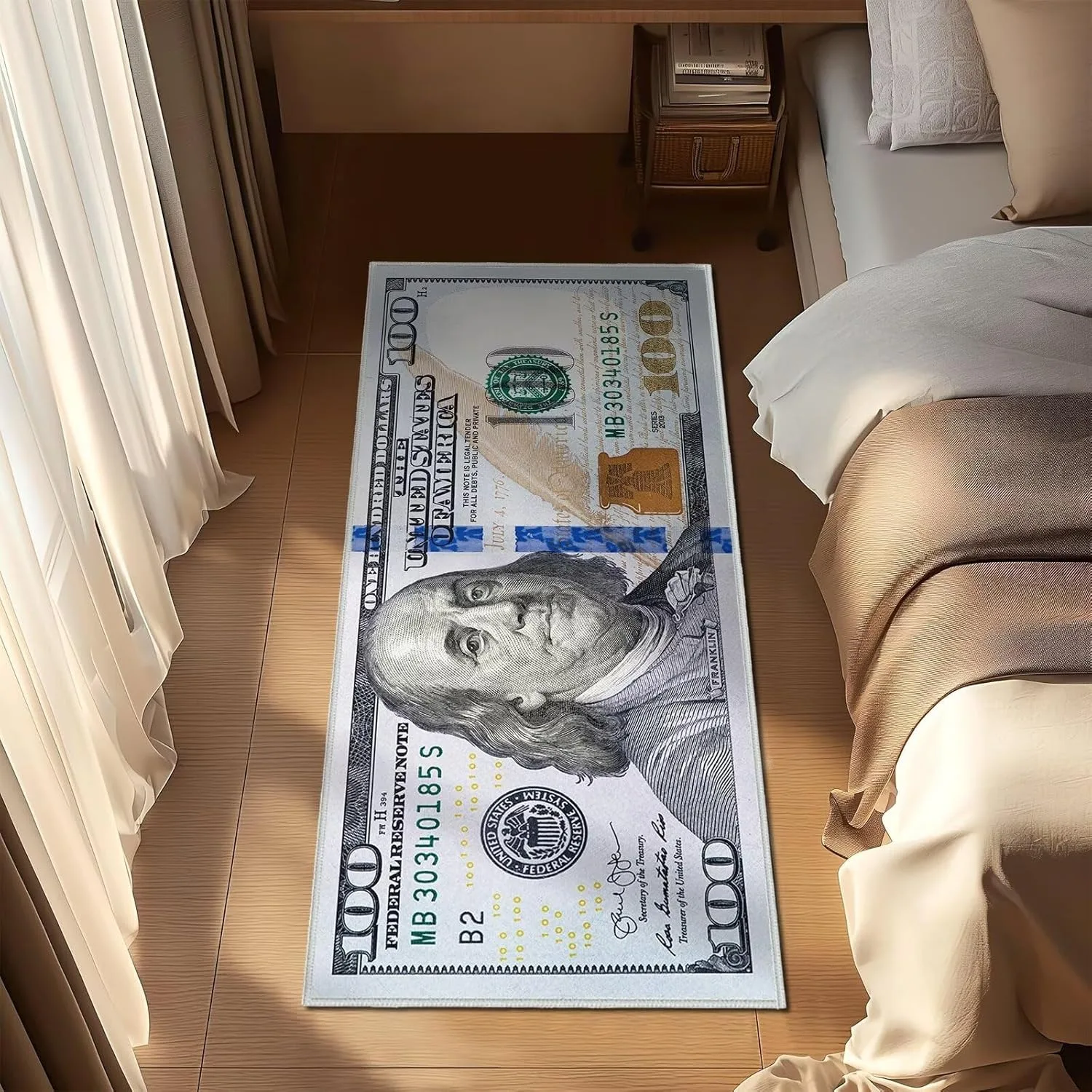 1pcs  100 Bill USA Money Throw Accent Area Rug Large Floor Carpets Mat Non Slip Washable Runner Carpet for Entryway Hallway Laundry Bathroom Kitchen Bedroom Living Room - view 4