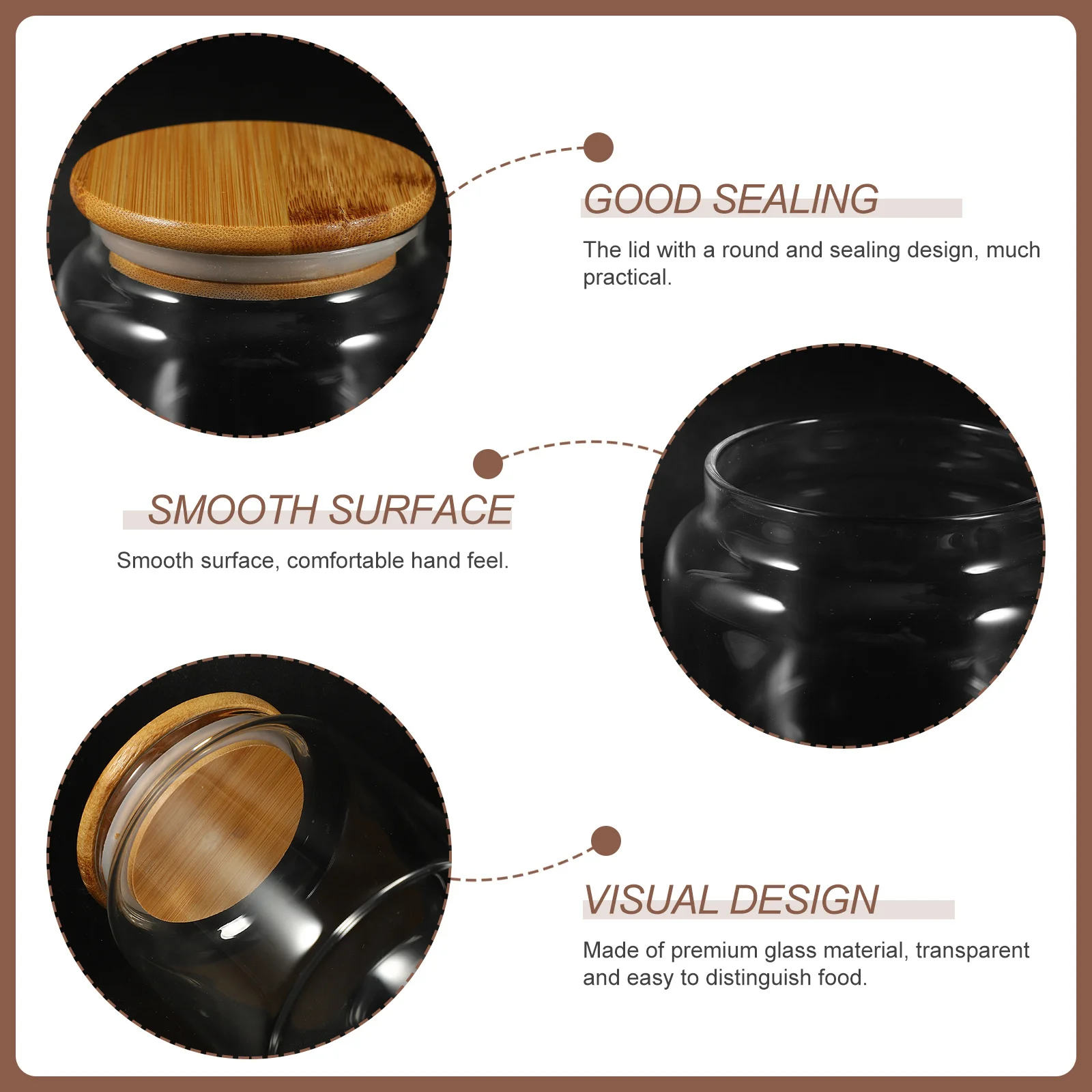 

Glass Tea Canister Clear Storage Jar Bamboo Lid Kitchen Pantry Organizer Dry Fruit Nut Container For Coffee Beans Cereal