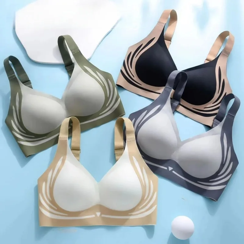 3개 세트 푸쉬업 브라 여성용 노와이어 브래지어 조절 가능한 스트랩 브라렛 심리스 패드 속옷 통기성 플러스 사이즈 브라 M-4XL 썸네일 4