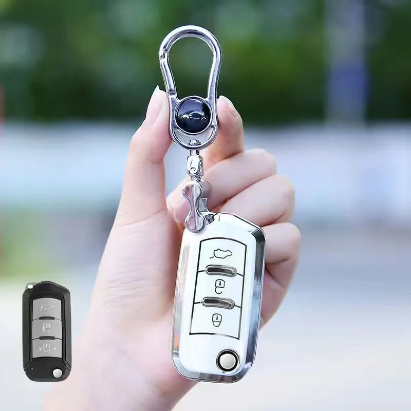 

New TPU Car Remote Key Case Protector Cover Holder For GAC Trumpchi GS3 GS5 GS6 Folding 3 Buttons Keyless Shell Auto Accessories