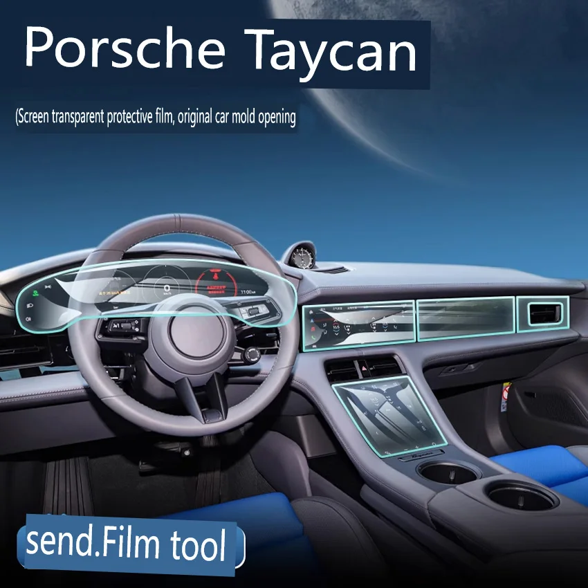 

For Porsche Taycan 2020-2022 Tpu Transparent Film Car Interior Sticker Center Control Navigator Screen Door Gear Car Accessories