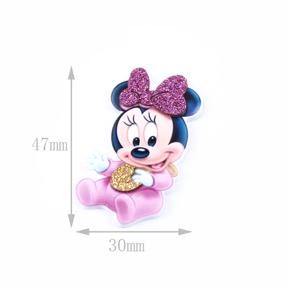 Disney Mickey Marie 5 pz/lotto resina planare Flatback Glitter acrilico forniture artigianali Cabochon Scrapbook fai da te fiocco per capelli materiale borsa