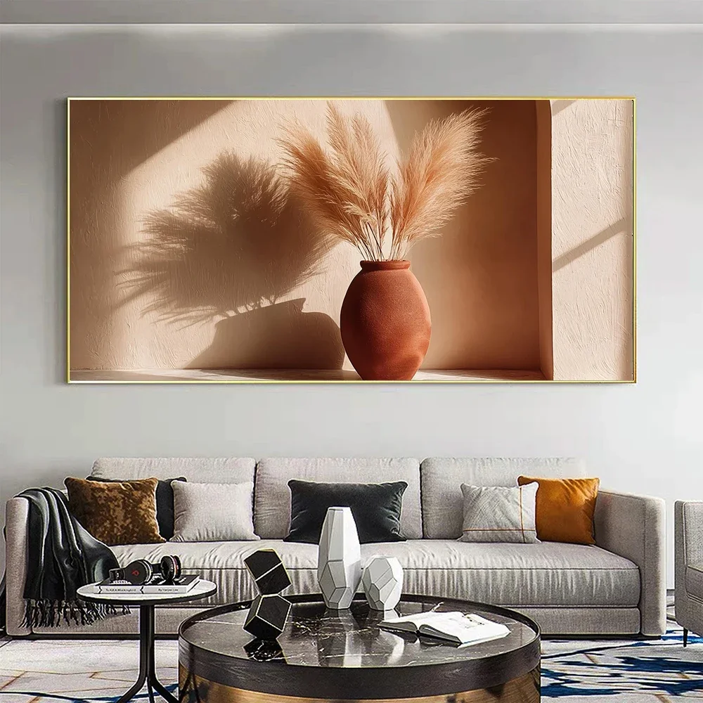 Frameless Canvas Painting2D Flat, Frameless Posters Modern Beige Still Life Canvas Print, Contemporary Wall Art, Minimalist, Hom