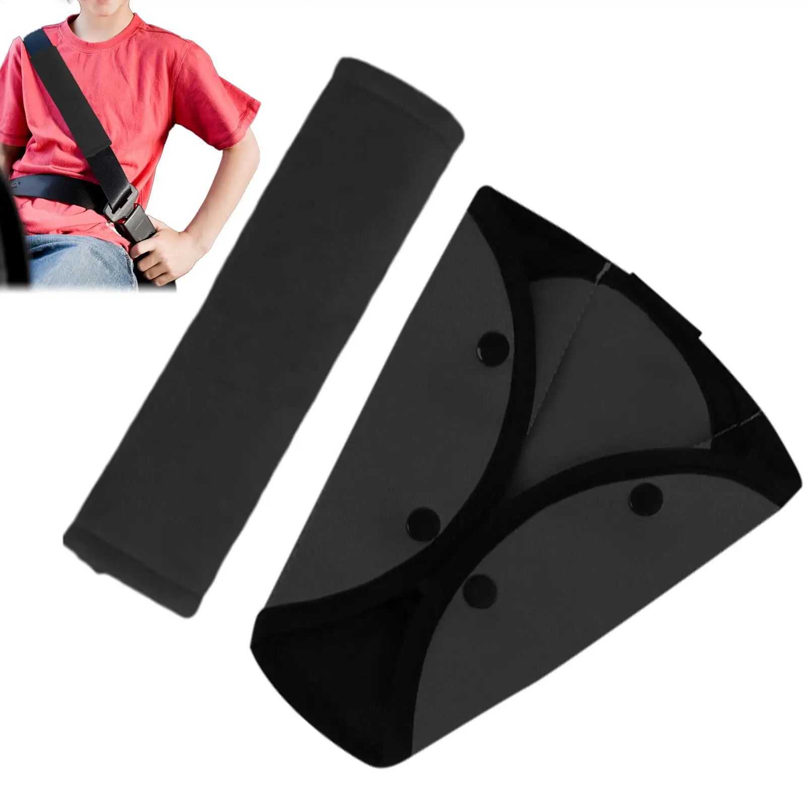 Kids Car Seat Belt Shoulder Pad, Anti-Pinch Neck Protector for Children, Soft Plush Safety Cover with Belly Guard for Boys Girls