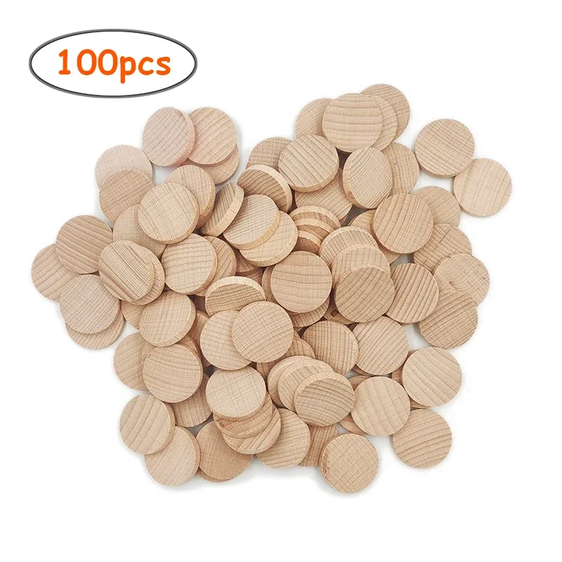 

100pcs 1.5cm Unfinished Flat Wood Blank Rounds, Wood Round Circle Disc for Crafts, DIY, Painting, Wood Burning, Home Decor