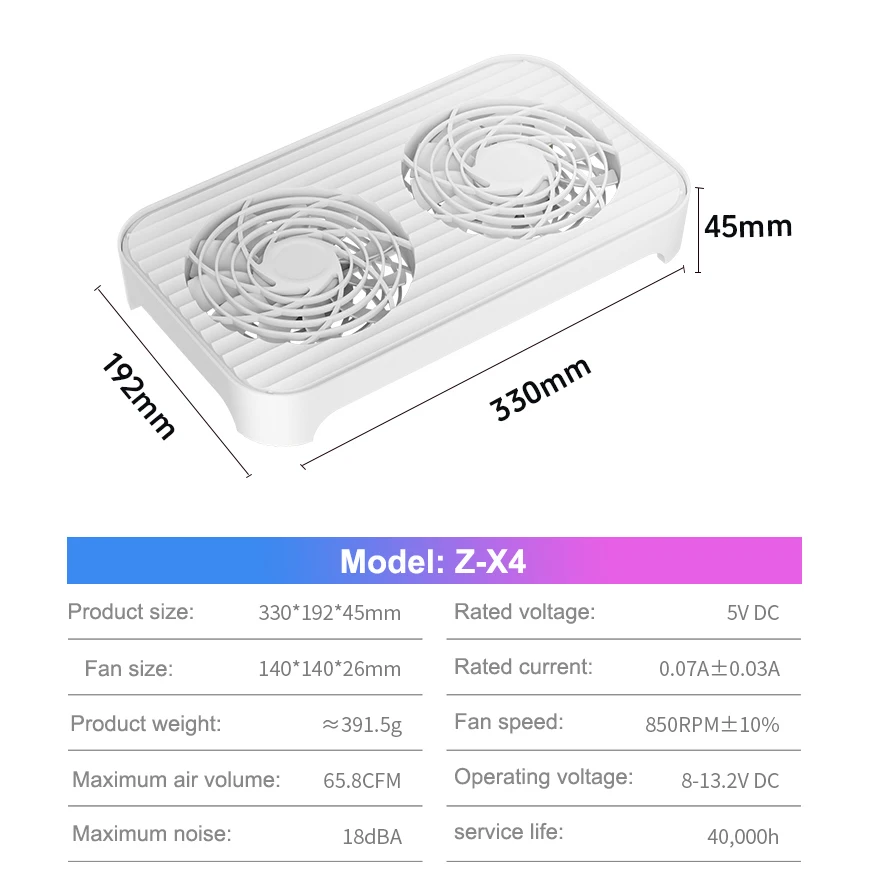 Power Train Z-X4 Router Cooler 14CM Dual Fan USB Powered Router