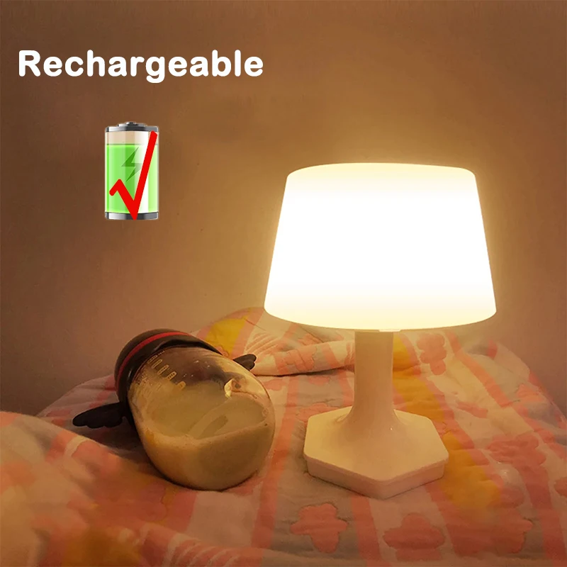 LED Desk Lamp Eye Protection Adjustable Brightness Bedroom Household Table Lamp Switch Rechargeable Bedside Lamp Night Light