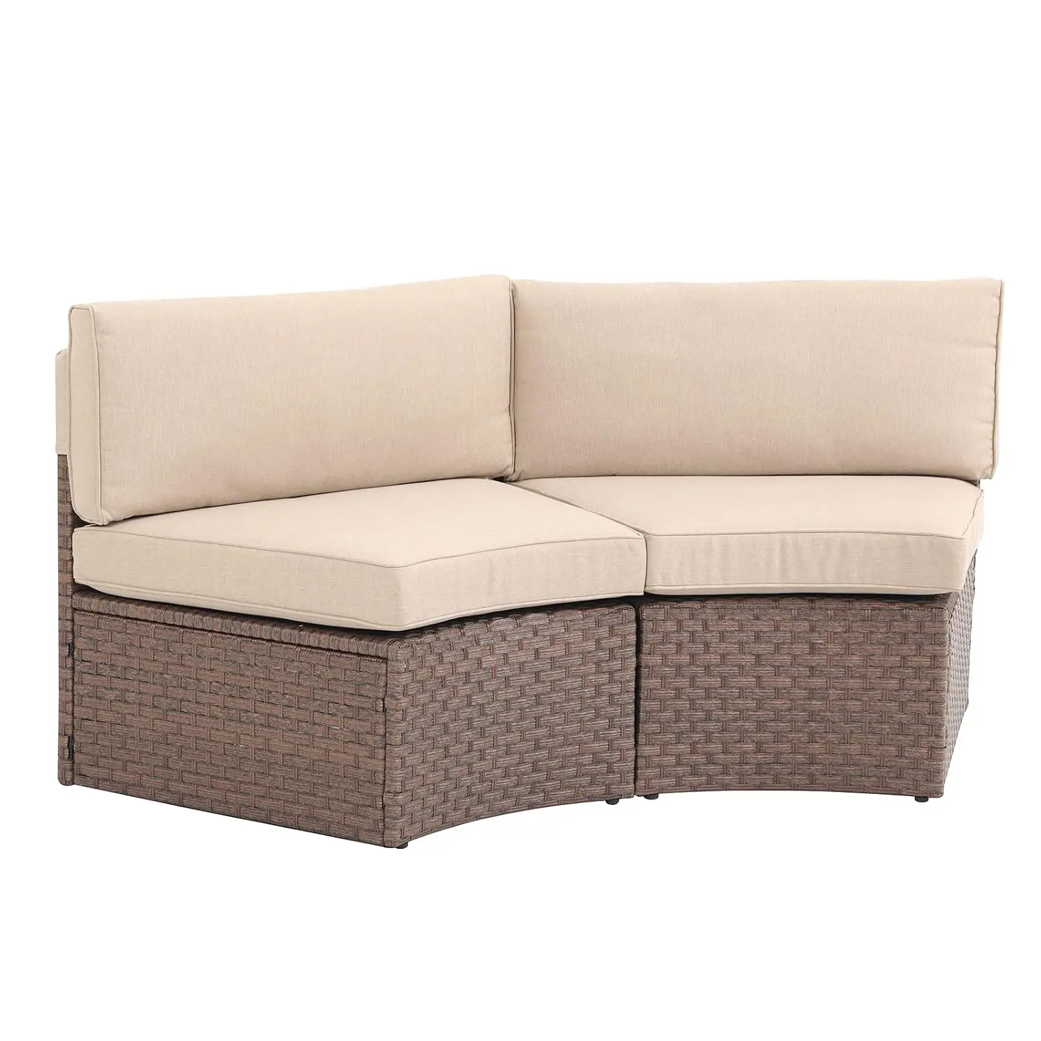 2-Piece Outdoor Curved Patio Sofa Set, Half-Moon Wicker Loveseat, Customized