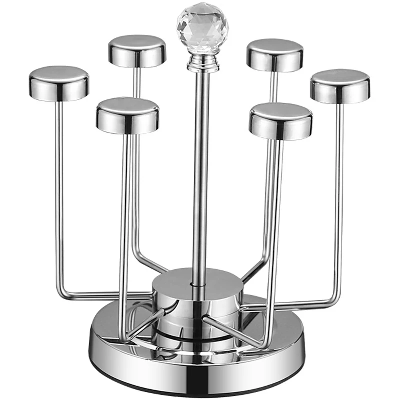 Stainless Steel Rotatable Cup Holder Home Mug Storage Rack Drain Upside Down Decoration Metal Tumbler Holders