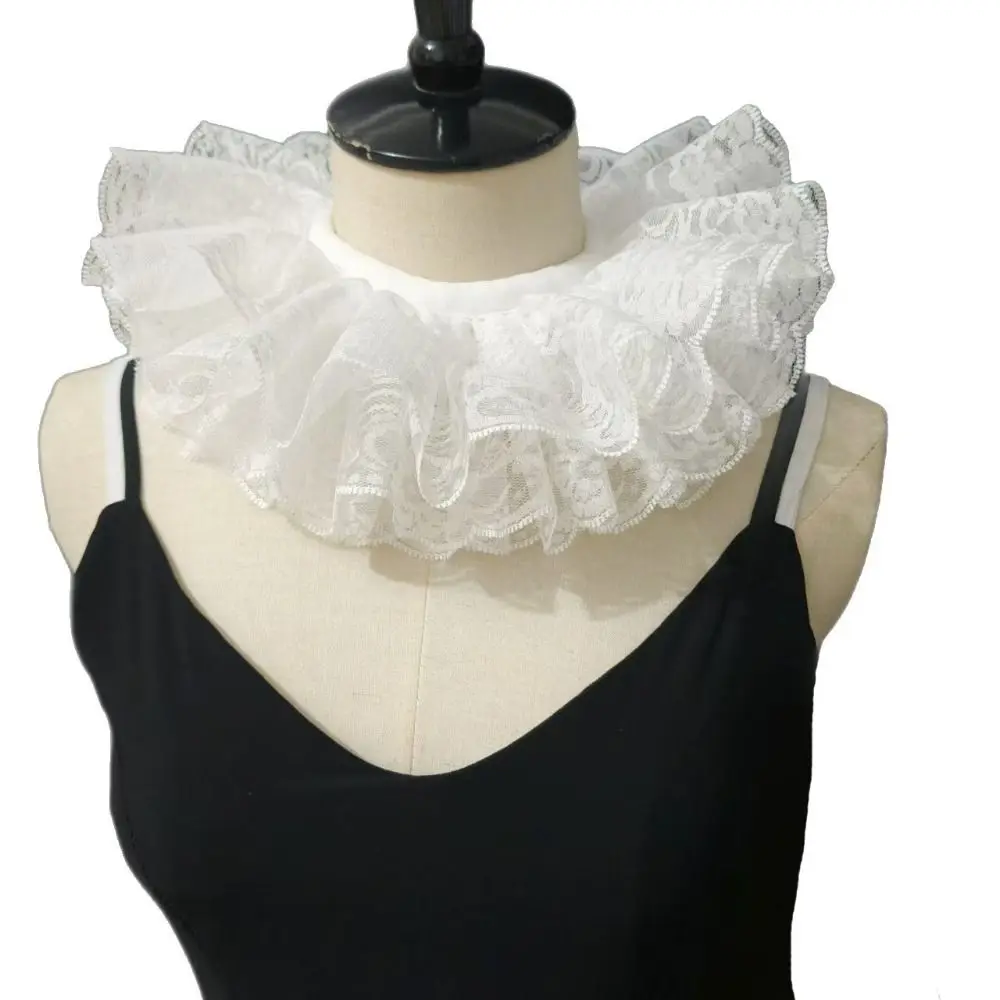 

Ruffled Lace False Collar Detachable Palace Aristocratic Literary Necklace Shawl Layered Design Clown Neck Collar