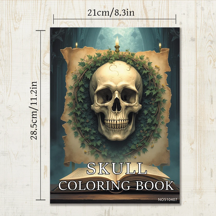 Skull Coloring Book for Adults 8.3x11.2 inches Stress Relieving Creative Art 22 Pages