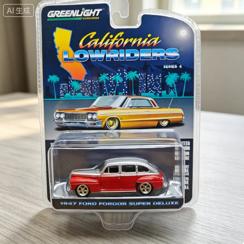 Green Light 1:64 California Low Slung Series 4-1947 Ford Fordor Super Luxury Version Bridge CarAlloy Car Models Collectibles