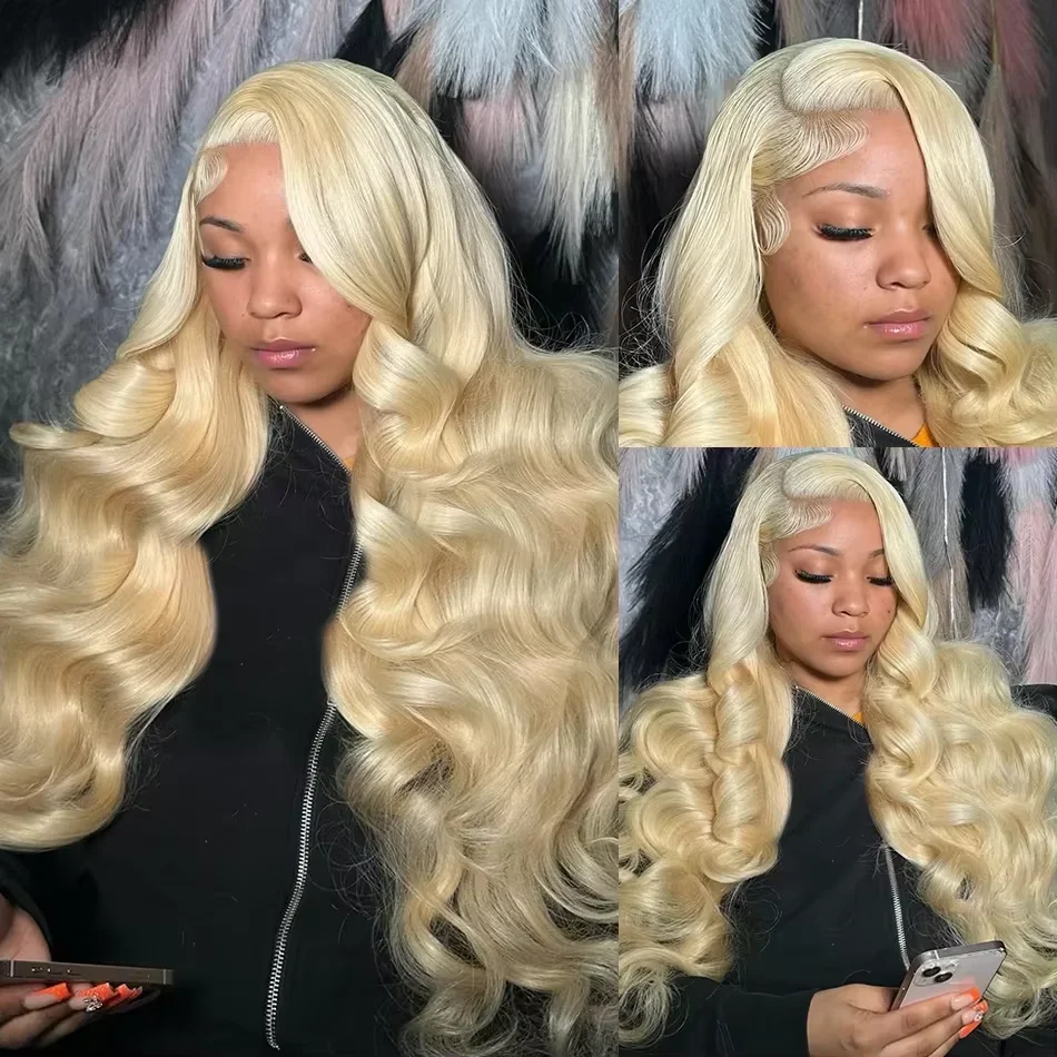 

200% Density Peruvian Body Wave 613 Blonde 13x4 HD Lace Front Human Hair Wigs For Women Glueless Lace Frontal Wigs Pre Plucked