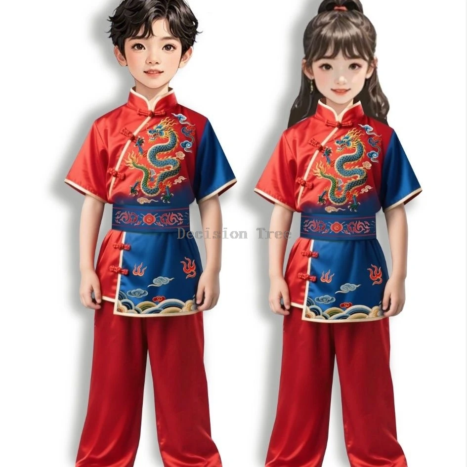 2026 chinese children's martial arts training competition costumes children performance costumes tai chi kung fu embroidery set