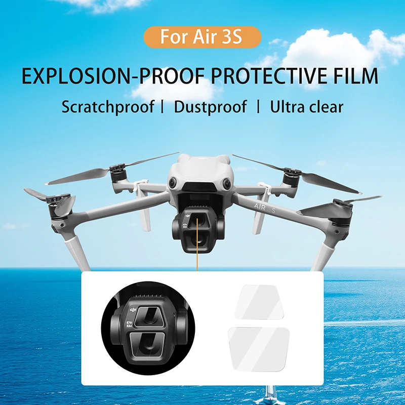 For DJI AIR 3S Drone Gimbal Camera Lens High Definition Protective Film Tempered Glass Film Dustproof Anti-scratch Accessories