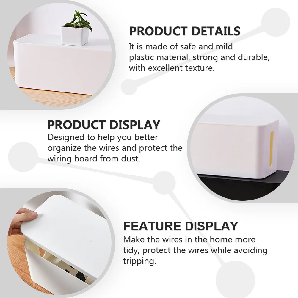 

2Pcs Cable Storage Box Set Heavy Duty Plastic Wire Organizer Case for Home Office Charging Cables Power Strips Management