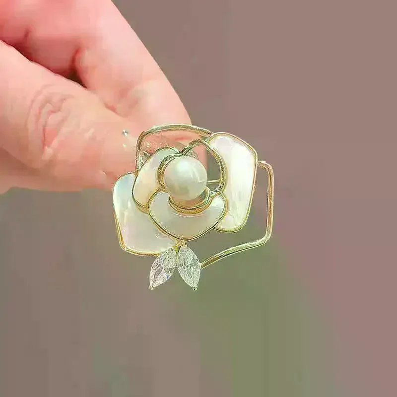 1/2 قطعة كاميليا اللؤلؤ بروش شارة الحداد جنازة الصدار دبوس الراقية الفرنسية الملابس الأنيقة وشاح اكسسوارات بروش هدية