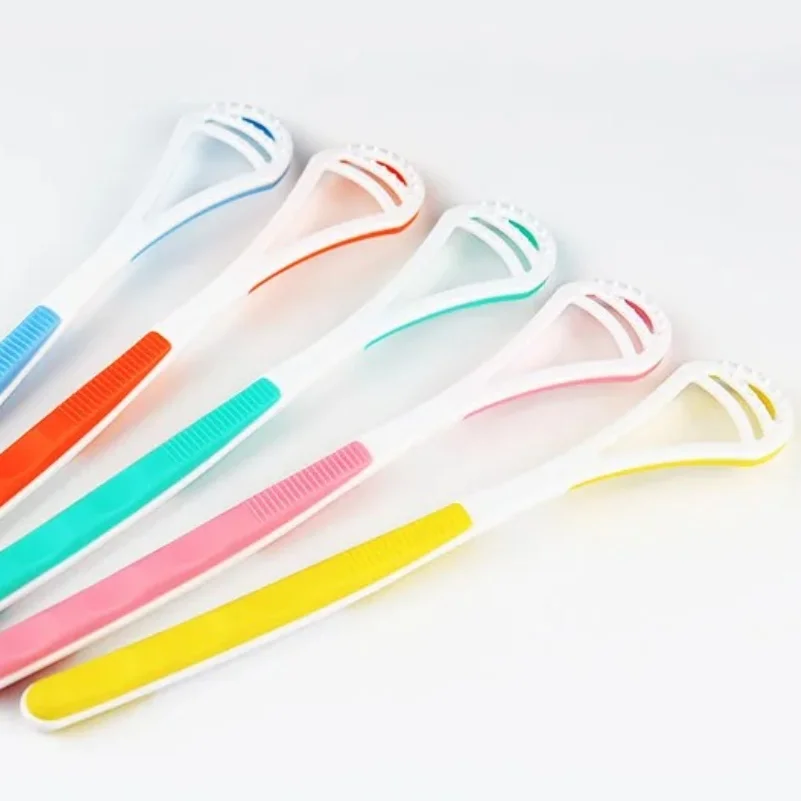 舌コーティングブラシ 舌スクレーパー、クリーナークリーニングブラシ、ケア歯ブラシ両面舌スクレーパー、1個