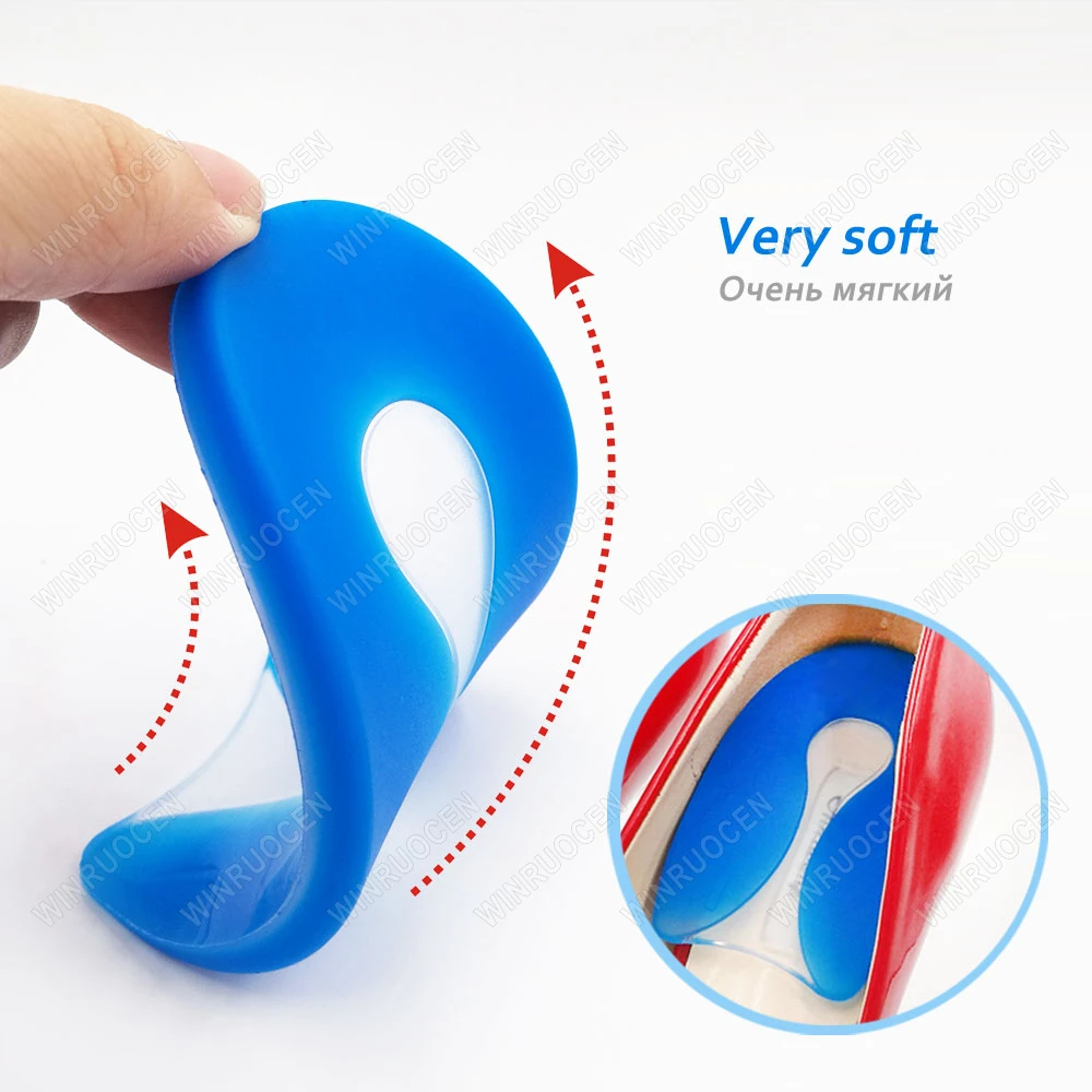 1/2 Pairs للجنسين هلام السيليكون كعب حماة U-شكل التهاب اللفافة الأخمصية كعب حفز الإغاثة امتصاص الصدمات ذاتية اللصق WINRUOCEN