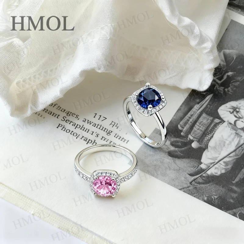 

6.5mm 1.5CT Customized Ring Sapphire Padparadscha Round Shape VVS1 925 Sterling Silver Top Quality For Christmas Jewelry Gifts