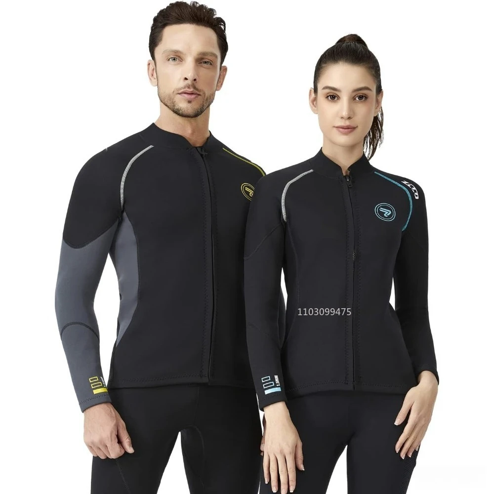 ZCCO Wetsuit Top Men Women 1.5mm/3mm Neoprene Wetsuits Jacket Front Zipper Diving Suit for Swimming Snorkel Scuba Diving Surfing