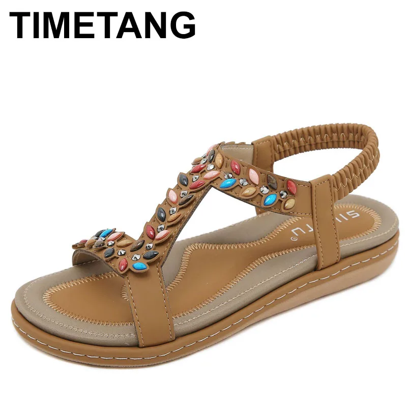 

2025 сандалии, удобная женская обувь, большие размеры, черные низкие стразы на плоской резинке, модная пляжная обувь для девочек, большое кружево